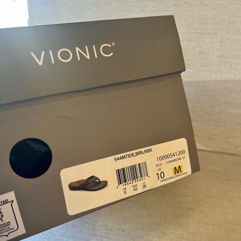 Vionic Men's Tide Brown Comfort Flip Flop Sandals Size 10 - Picture 6 of 7
